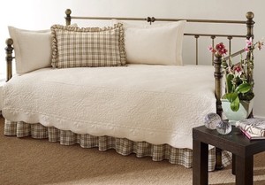 5 Piece Ivory Daybed Quilt Set 100 Cotton Day Bed Bedding Quilt