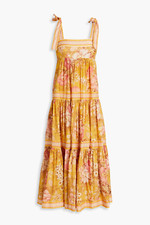 ZIMMERMANN Tiered floral-print cotton-gauze midi dress - Final sale