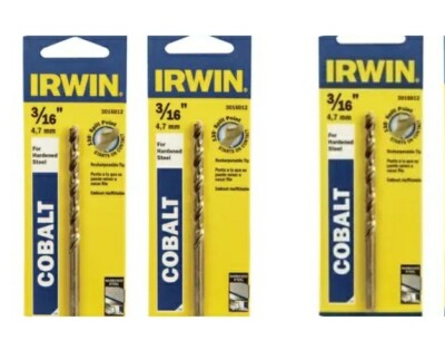 3 Pack Irwin  3/16 in.  x 3-1/2 in. L Cobalt Steel  Drill Bit  3 PC