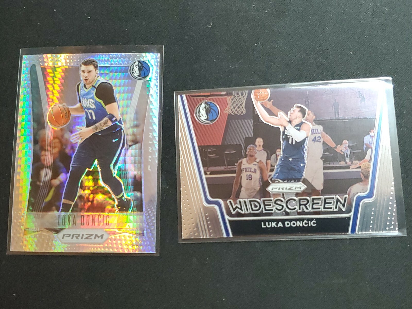 2020-21 Prizm Luka Doncic Hyper Silver Throwback + wide-screen Dallas Maverics
