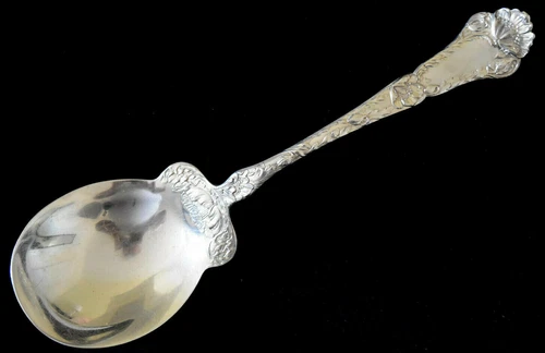 1902 Antique Gorham " Poppy " Large Sterling Silver Serving Spoon