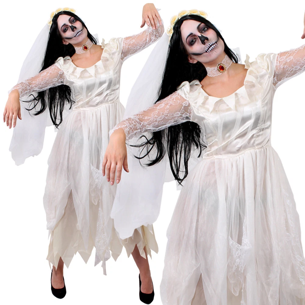 Costume Da Sposa Zombie Donna - Abito Lungo Gotico Per Halloween, Carnevale E Cosplay Horror