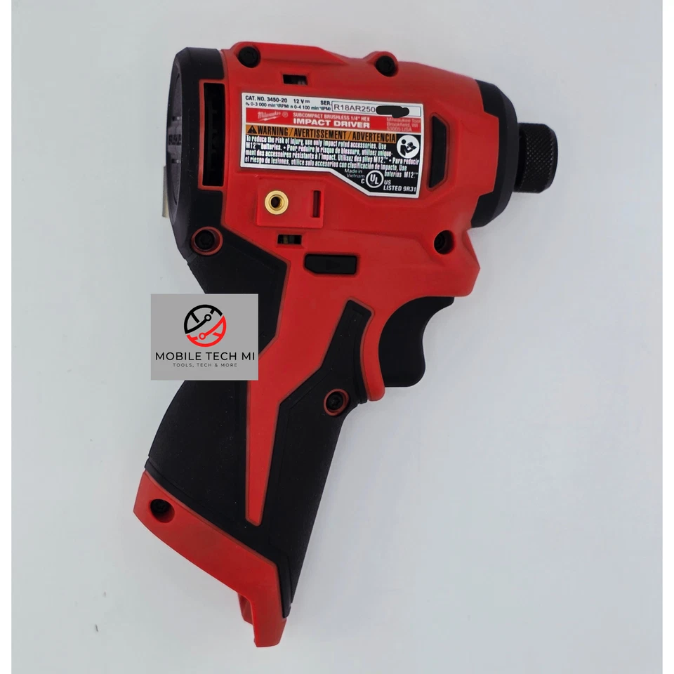 Milwaukee 3450-20 M12 12 Volt 1/4" Hex Subcompact Brushless Hex Impact Driver - Image 3 of 4