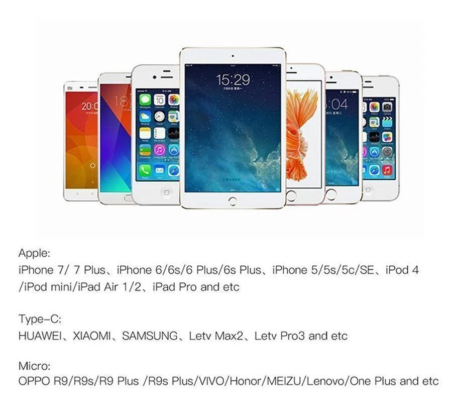 New 3 in 1 Nylon USB Charging Cord Cable iPhone/Micro USB/Type C Sync charge - Image 3 of 4