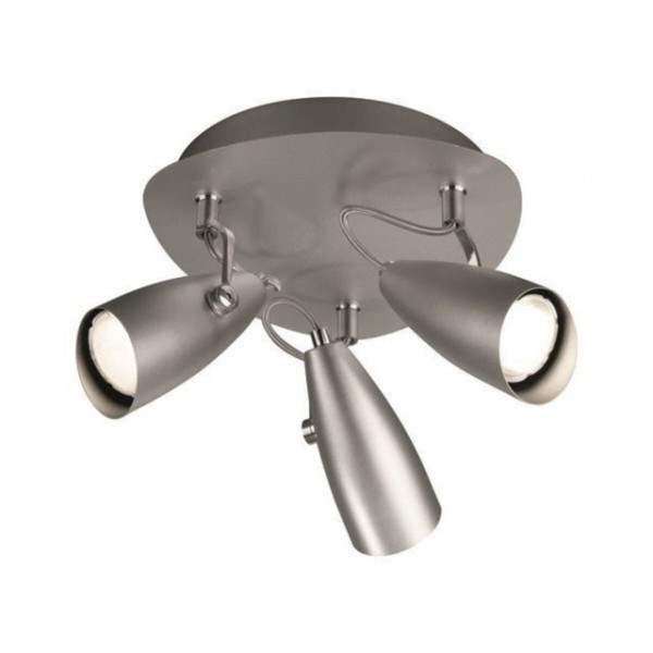 Energiespar Spot 3Flg. Spotrondell Deckenleuchte Strahler Grau 3X 10W GU10-image