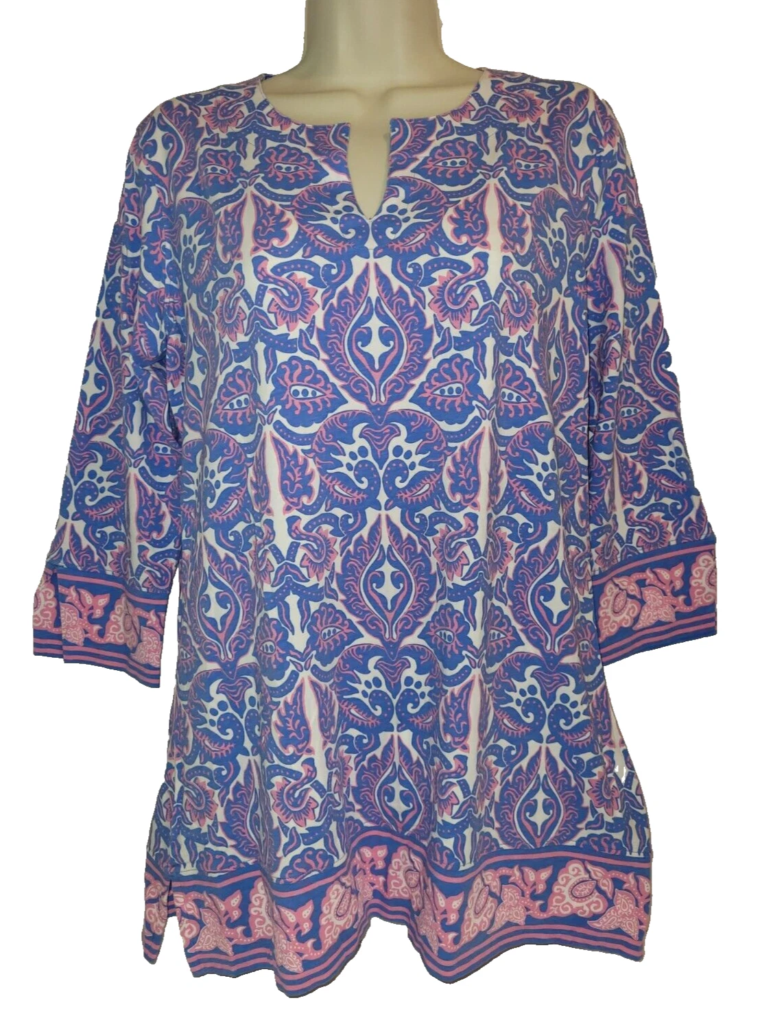 Coolibar S St. Lucia Tunic Top UPF 50+ Blue Pink Print 01429 UV Sun Protection