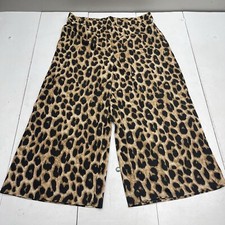 Brown Leopard Print Wide Leg Trouser Pants Women  s Size 4XL