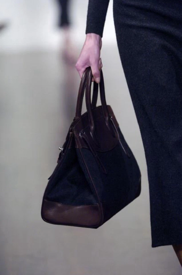 Ralph Lauren Collection Ricky 33 Bag Wool Leather Runway 2005 Satchel Purse - Image 2 of 4