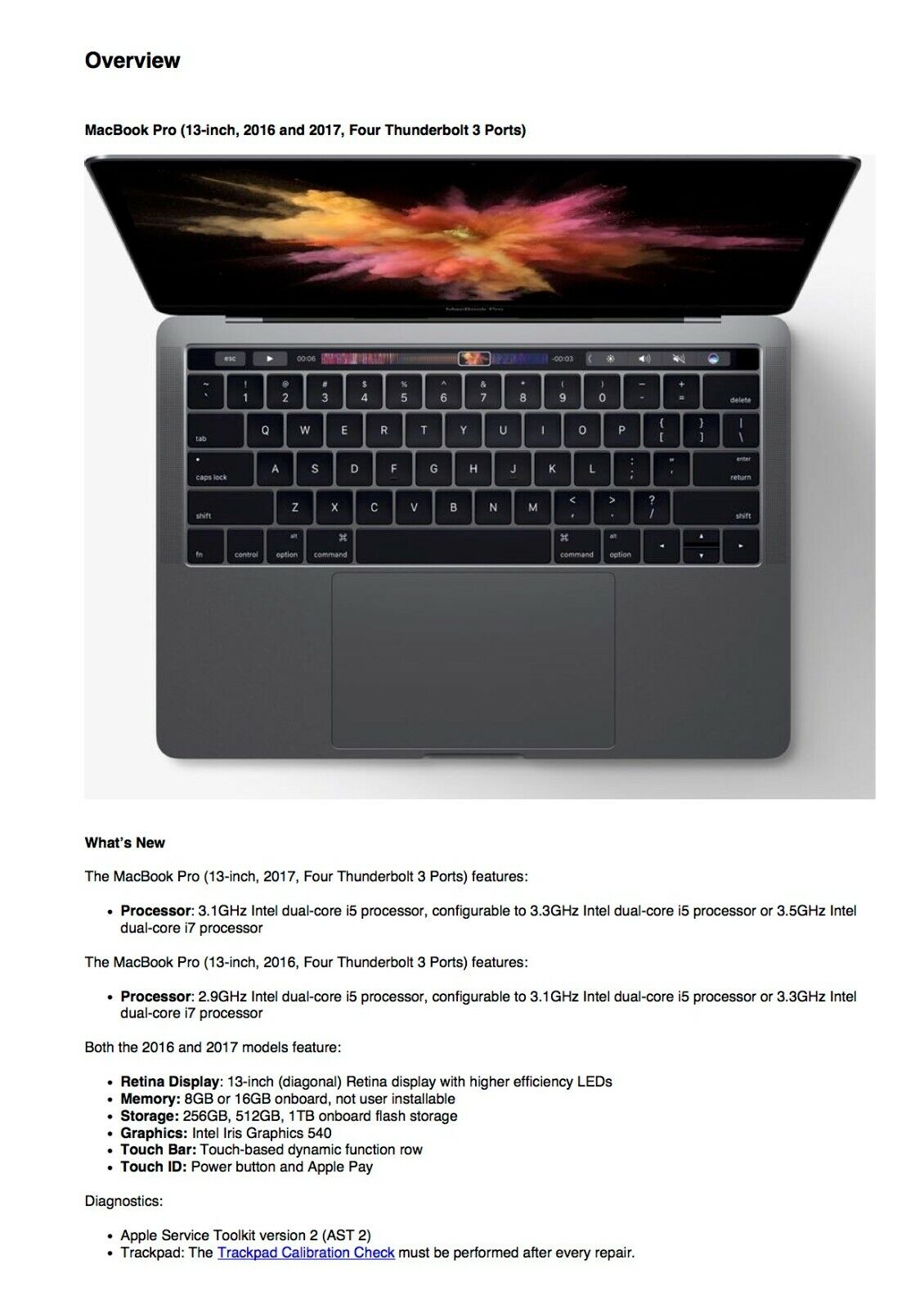 MacBook Pro 13-inch, 2016 and 2017, Four Thunderbolt 3 Ports Service Guide  PDF