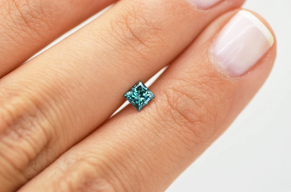 Loose Princess Shaped Diamond Fancy Blue Polished 0.52 Carat Real VS1 Enhanced - Image 4 of 4