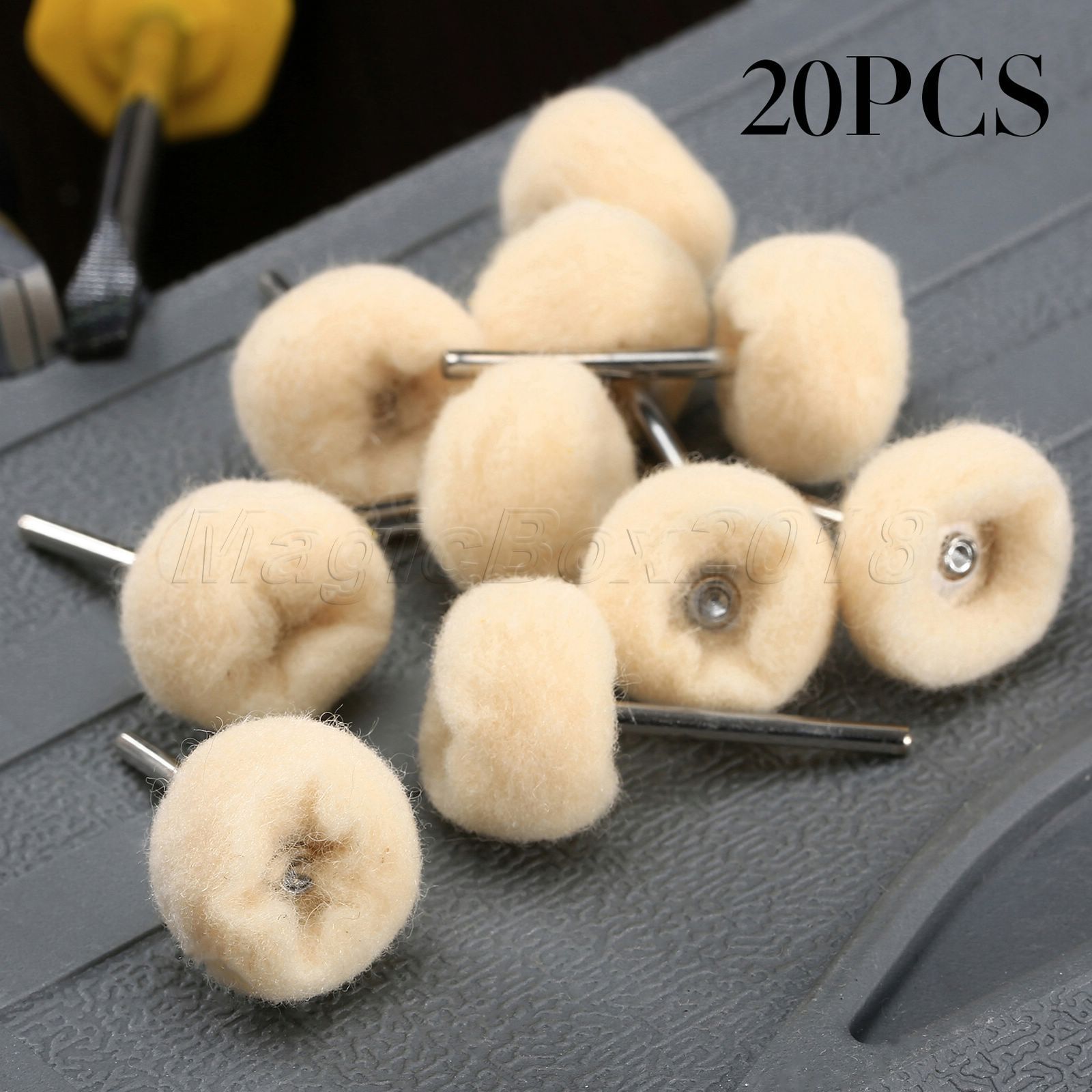 20pcs 25mm Wool Felt Polishing Buffing Round Wheel Tool with Shank For Grinder