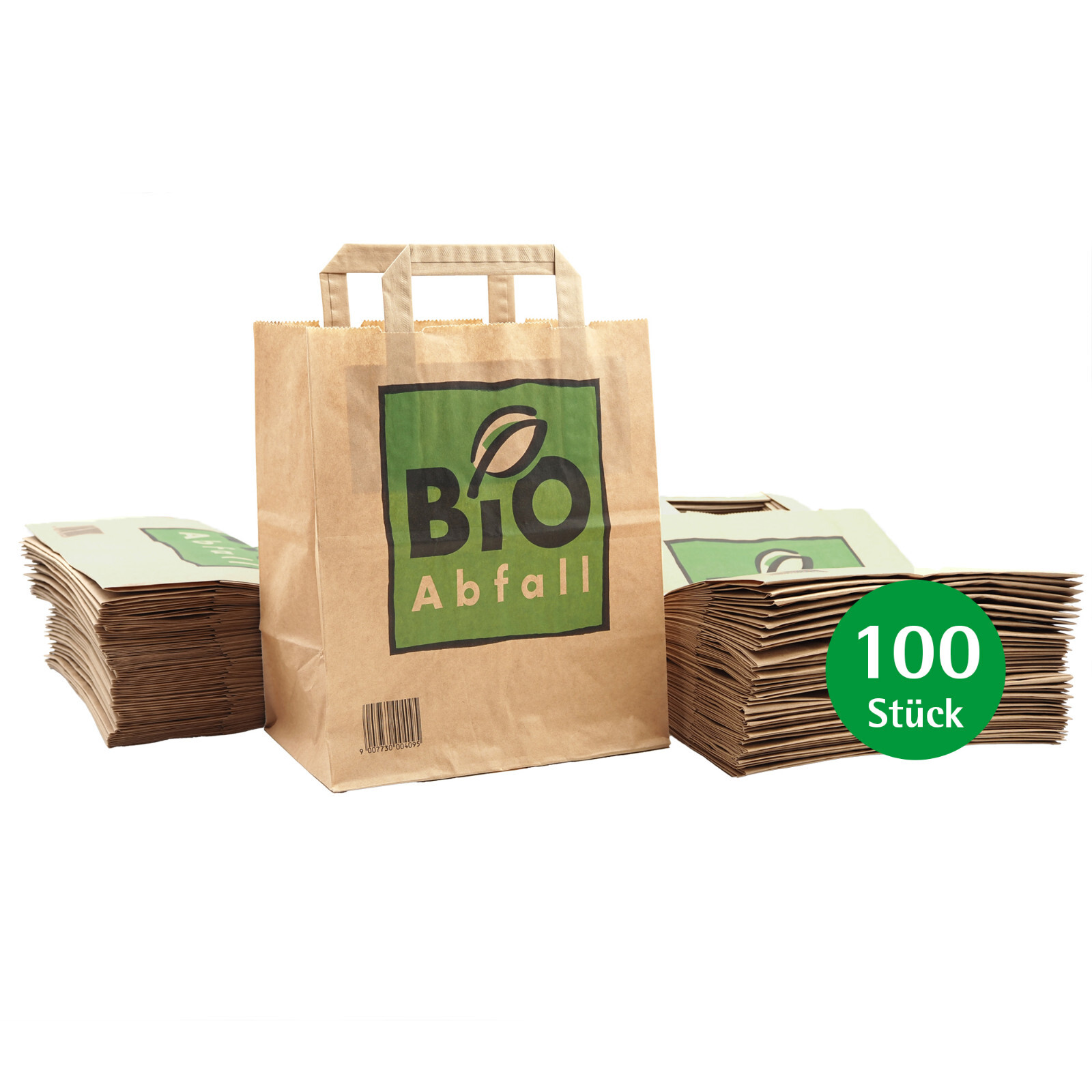 bioMat® | Papiertüten mit Henkel | Bio Müllbeutel aus Kraftpapier | 8L | 100 Stk
