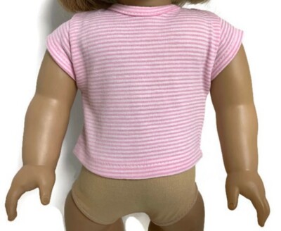 Pink & White Striped Cap Sleeved Top Shirt Clothes for 18 inch Dolls Girl