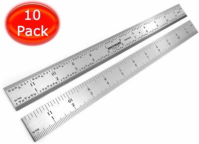 Benchmark Tools 10 Ea 12'' 4R Rigid Machinist Ruler Grads Brushed Stainless Steel