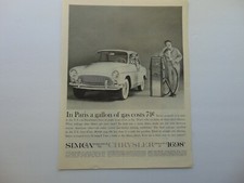 1960 SIMCA By CHRYSLER Happy Frenchman Pumps Cheap Gas in US not Paris print ad