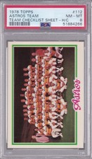 1978 Topps #112 Houston ASTROS Team Checklist Sheet H/C PSA 8 NM/MT RARE 3higher