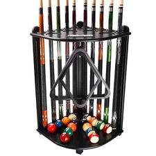 10-Pool Cue Wood Floor Corner-Style Stand Billiard Pool Cue Rack Holder-5 Color