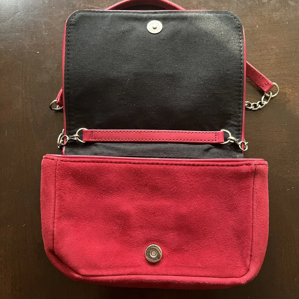 White House Black Market Red Suede Bow Mini Crossbody Purse Clutch - Image 3 of 4