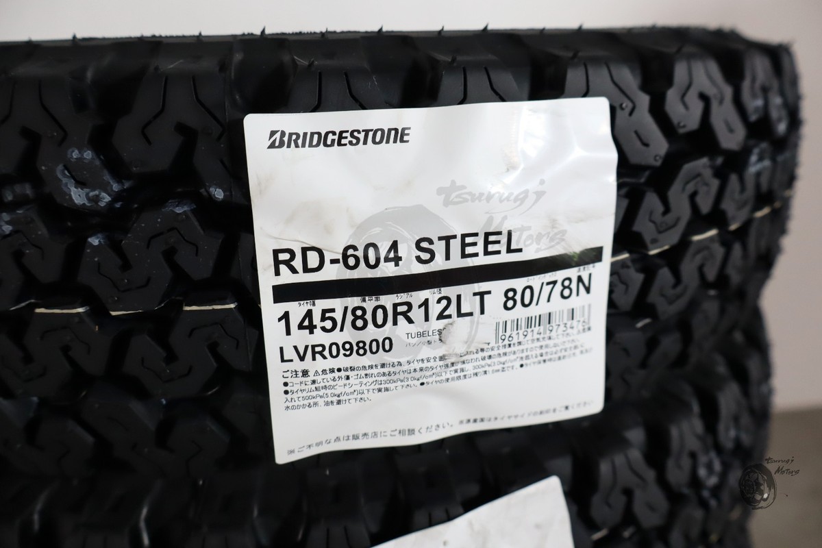 BRIDGESTONE RD604 145/80R12 80/78N M+S Set of 4 Tire Kei truck