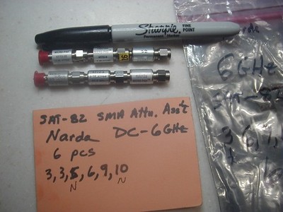 SAT-82 SMA Attenuator Assortment DC-6 GHz, Narda 6 pcs, (2 NOS)
