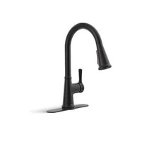 KOHLER Tyne 1-Handle Pull-Down Sprayer Kitchen Faucet Matte Black R21415-BL -NEW
