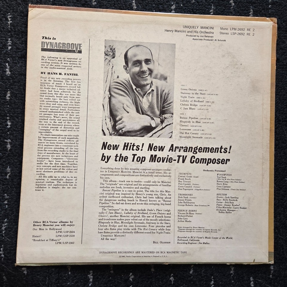 Uniquely HENRY MANCINI LP Vinyl Record 12