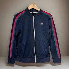 Fila Sport Women s Track Jacket M Navy Zip Up Retro Stripe Athleisure