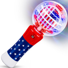 Artcreativity 7.5 Inch Light up Patriotic Magic Ball Wand for Kids, Batteries In
