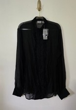 NWT 100 Silk Lace Front Blouse Sheer Whimsigoth Dark Coquette Victorian Medium