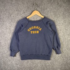 True Vintage Champion Sweatshirt 60s 70s Blue Bar Youth 14-16 Large Georgia Tech