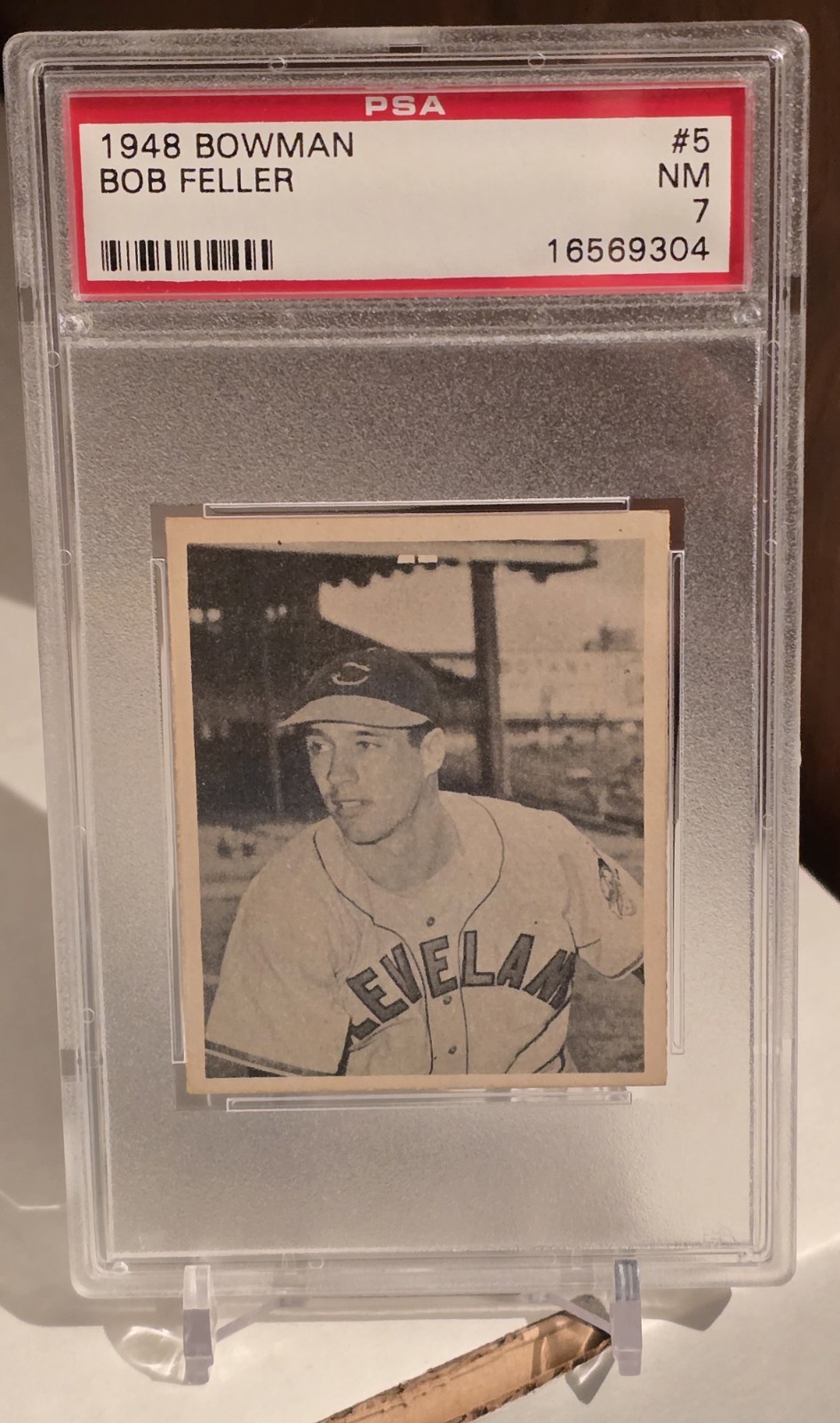 1948 Bowman Baseball #5 Bob Feller Vintage HOF Card PSA 7 SHARP Indians 