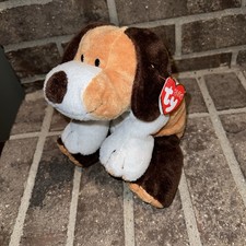 Ty Pluffies Whiffer Dog Plush 1990 Brown Tan White With Hang Tag Stuffed Animal
