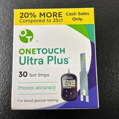 OneTouch Ultra Plus Blood Test Strips 30 Ct Exp 6/30/27