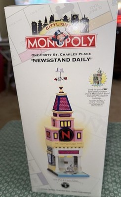 New Dept 56 Monopoly Series Newsstand Daily One-Forty St Charles Place VTG 1999