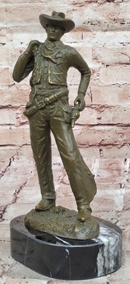 Western Gunfighter Bronze Statue Cowboy Skulptur Signiert Milo Old School Deko
