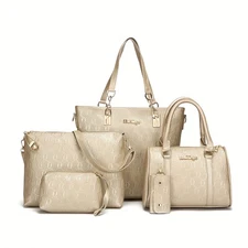 5PCS/Set Handbags for Women PU Leather shoulder Satchel Tote Bags Wallets Purses