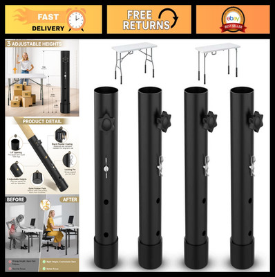 4Pcs Adjustable Folding Table Leg Risers - Height Extenders 2/4/6'' for Straight/