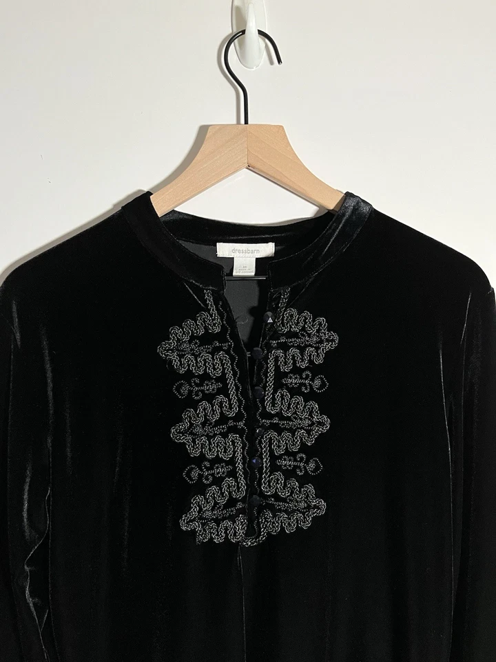 Dressbarn женщин бархата вышитый длинным рукавом Топ вечер ведьмы готический - Изображение 3 из 4