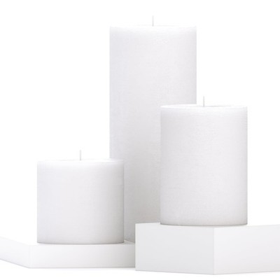CANDWAX White Pillar Candle Set Unscented Slow Burning 3x3 3x4 3x8 Decorative...