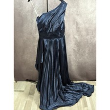 NWT One-Shoulder Pleated Evening Gown with Train Size 12