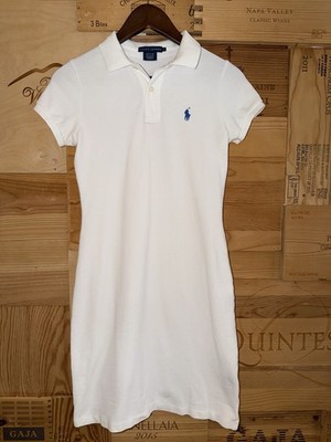 Ralph Lauren White Polo Shirt Dress Short Sleeve Collared Size S