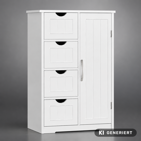 Sweetcrispy Badezimmerschrank Hochglanz Weiß 55X30X82Cm 4 Schubladen NEU OVP-image