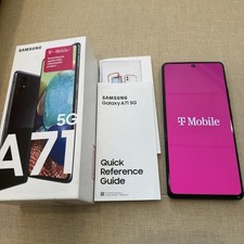 Smartphone Samsung Galaxy A71 5G 128GB Bloqueado T-Mobile Negro Funciona Muy bien con caja