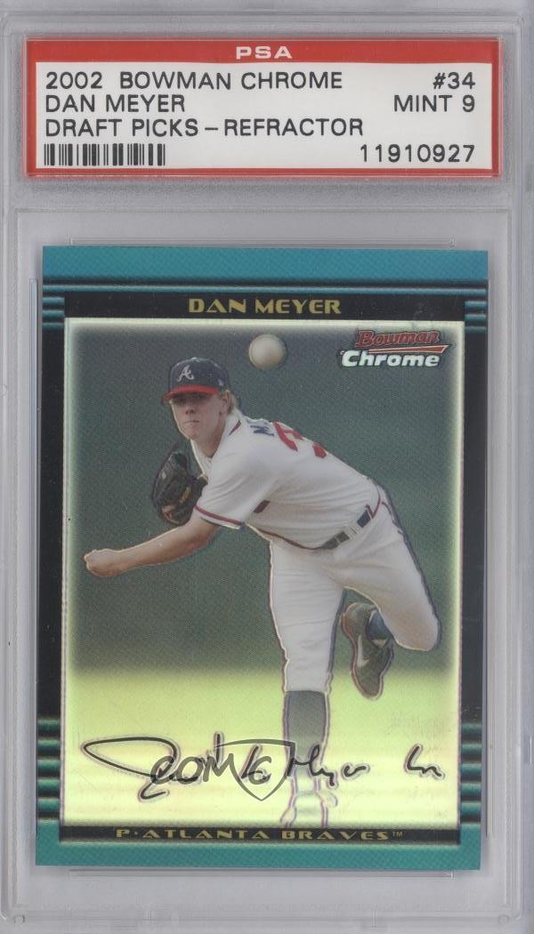 2002 Bowman Bowman Chrome Draft Picks Refractor Dan Meyer front