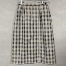 VTG Pencil Skirt Women s 10 Small Plaid Wool Blend Academia Classic Retro READ