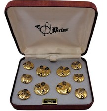 Briar Centre Court Tennis Racquet Gold Plated Button Set (B51)