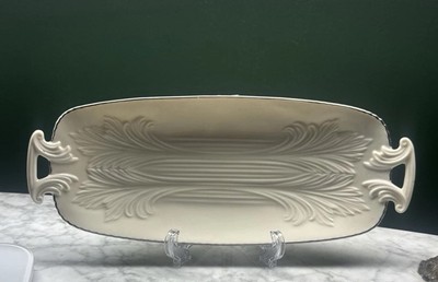 Lenox Spring Garden Collection 13.5'' Long Celery Tray Handled Platinum Trim