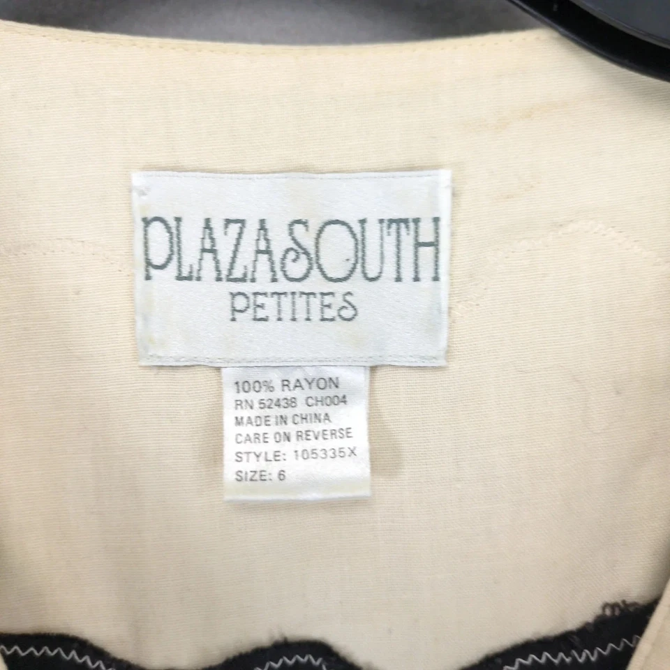 Vtg 90s Plaza South Ivory Lace Black Pleated Midi Dress Sz 6 Dark Academia Goth - Image 3 of 4