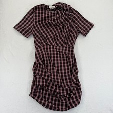 Isabel Etoile Marant Oria Plaid Ruched Dress Black Red White Size 38