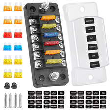 6 Way Fuse Block Blade Fuse Box with Negative Bus, 6 Circuit Fuse Holder Fuse Bl